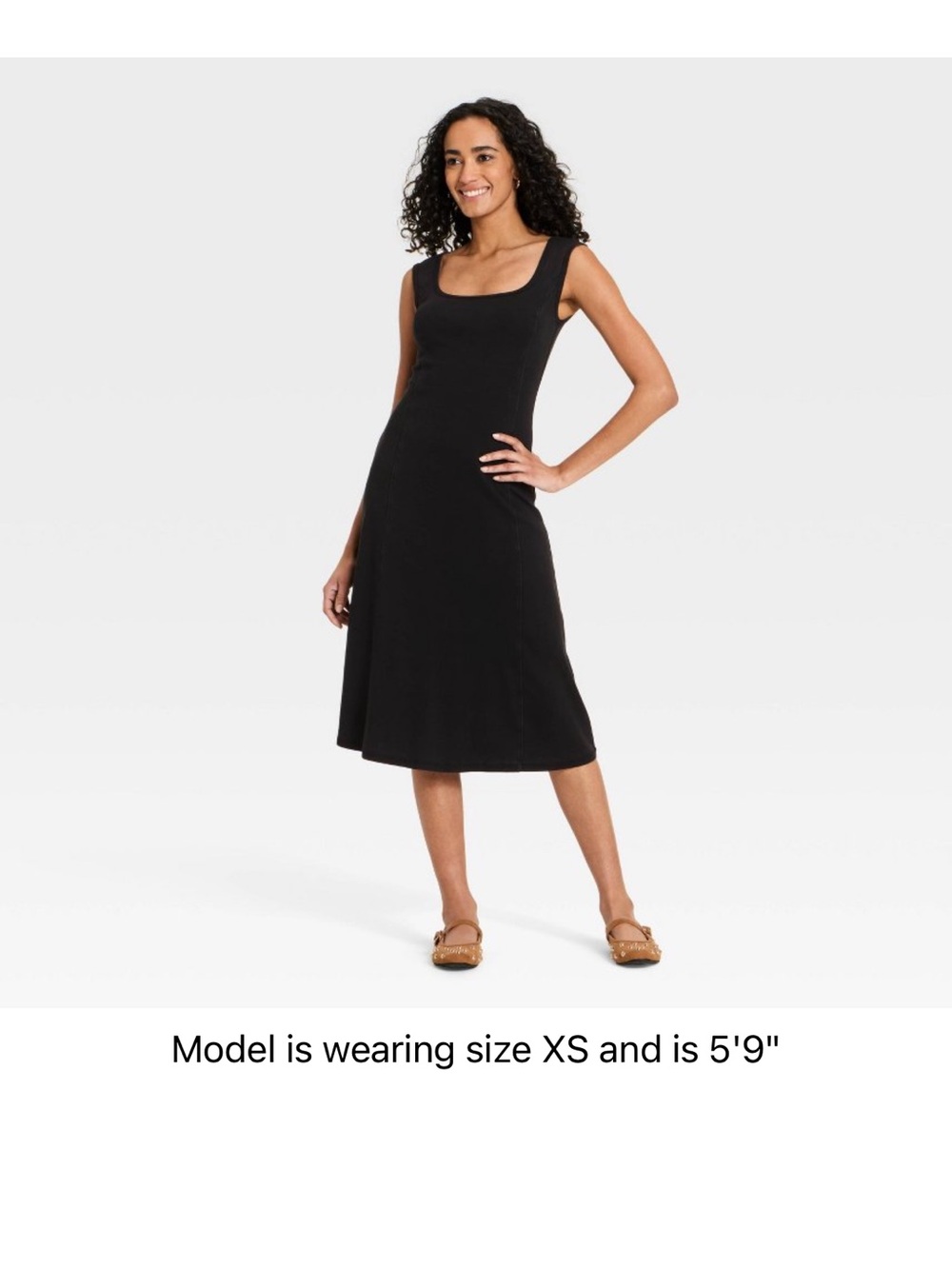 Universal Thread Black Sleeveless Knit Midi A-Line Dress